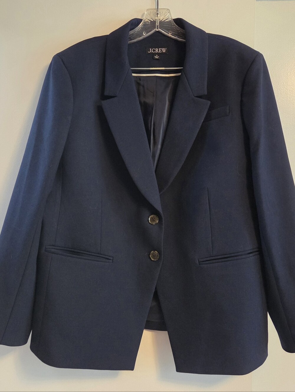 J. CREW Madelyn Blazer Navy Carreman Fabric Size 16